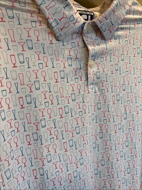 FootJoy Red, White & Blue Glassware Print Polo